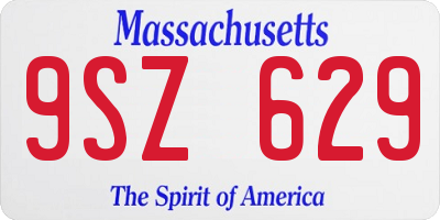 MA license plate 9SZ629