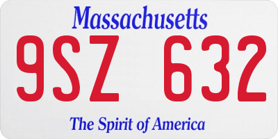MA license plate 9SZ632