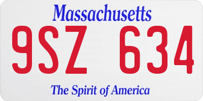 MA license plate 9SZ634