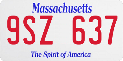 MA license plate 9SZ637