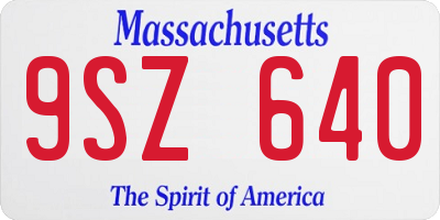 MA license plate 9SZ640