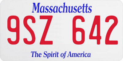 MA license plate 9SZ642