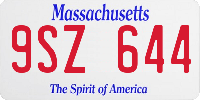 MA license plate 9SZ644