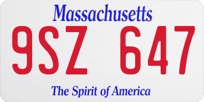 MA license plate 9SZ647