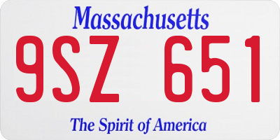 MA license plate 9SZ651