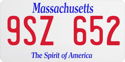 MA license plate 9SZ652