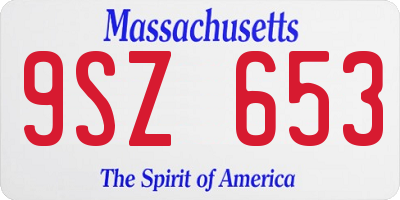 MA license plate 9SZ653