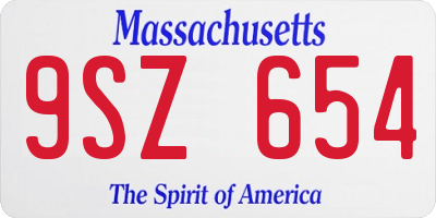 MA license plate 9SZ654