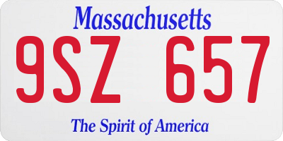 MA license plate 9SZ657