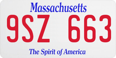 MA license plate 9SZ663