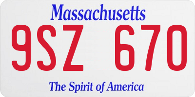 MA license plate 9SZ670
