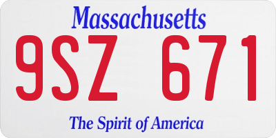 MA license plate 9SZ671