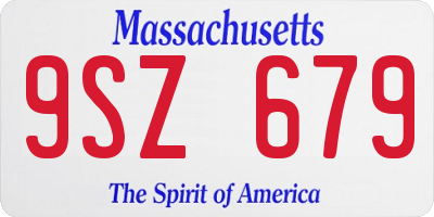 MA license plate 9SZ679