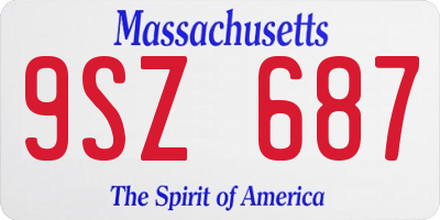 MA license plate 9SZ687