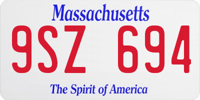 MA license plate 9SZ694