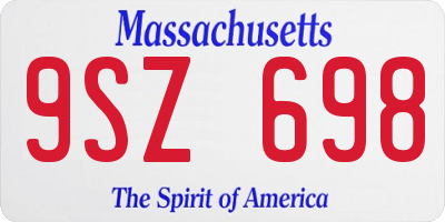 MA license plate 9SZ698