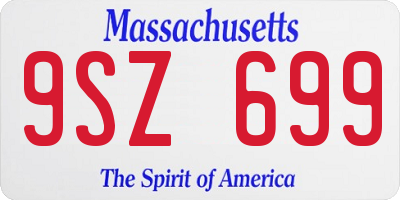 MA license plate 9SZ699
