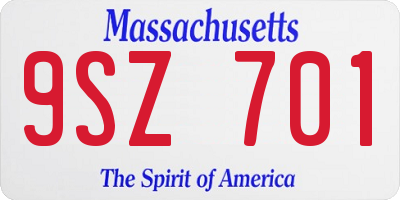 MA license plate 9SZ701