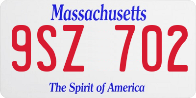 MA license plate 9SZ702