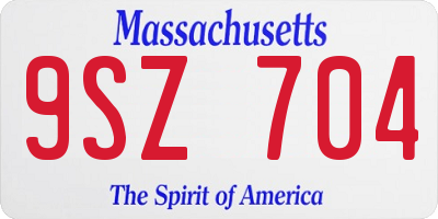 MA license plate 9SZ704