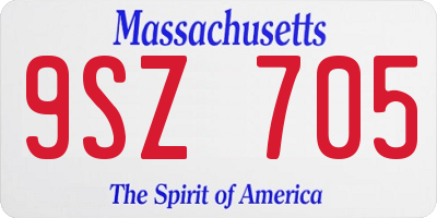 MA license plate 9SZ705