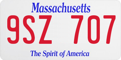 MA license plate 9SZ707