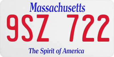 MA license plate 9SZ722