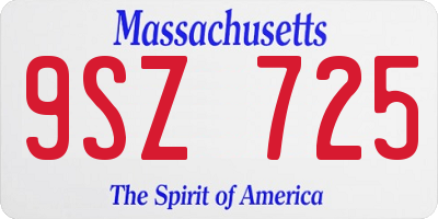 MA license plate 9SZ725