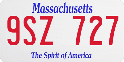 MA license plate 9SZ727