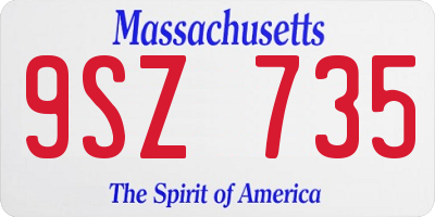 MA license plate 9SZ735