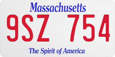MA license plate 9SZ754