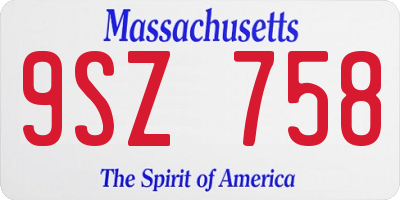 MA license plate 9SZ758