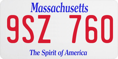 MA license plate 9SZ760