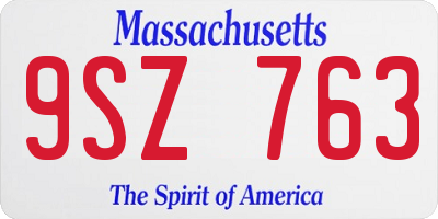 MA license plate 9SZ763