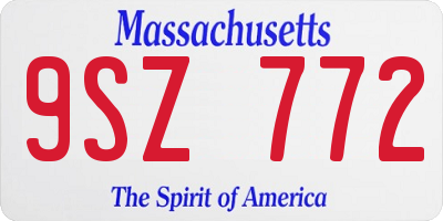 MA license plate 9SZ772