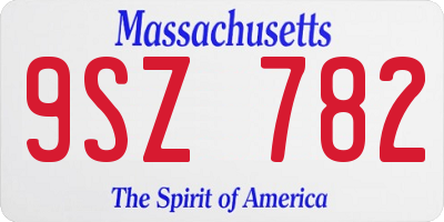 MA license plate 9SZ782