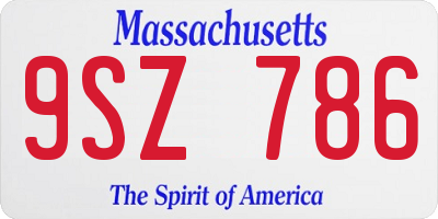 MA license plate 9SZ786