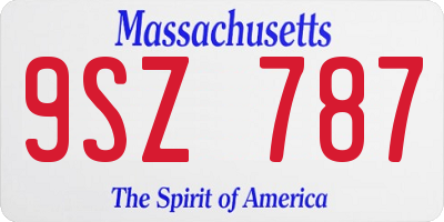 MA license plate 9SZ787
