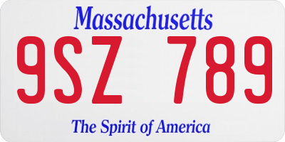 MA license plate 9SZ789