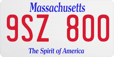 MA license plate 9SZ800