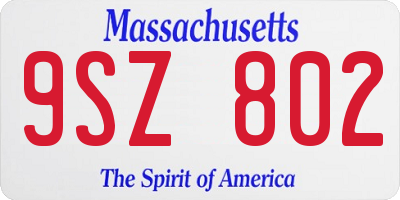 MA license plate 9SZ802