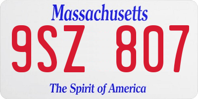 MA license plate 9SZ807