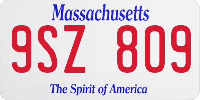 MA license plate 9SZ809