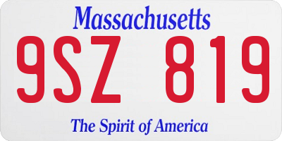 MA license plate 9SZ819