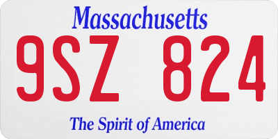 MA license plate 9SZ824