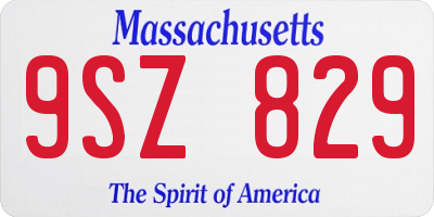 MA license plate 9SZ829