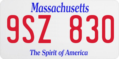 MA license plate 9SZ830