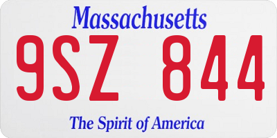 MA license plate 9SZ844