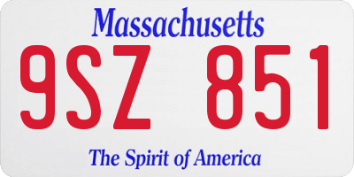 MA license plate 9SZ851