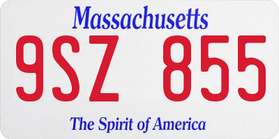 MA license plate 9SZ855